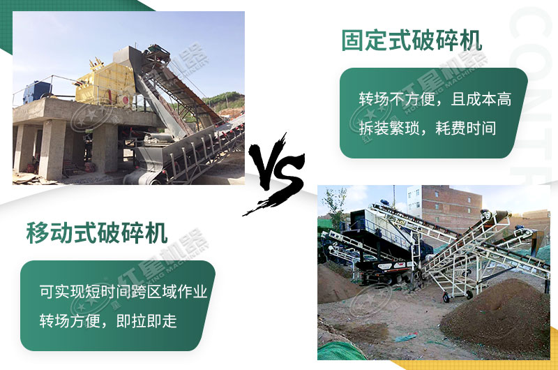 流動(dòng)粉碎石機(jī)，可以隨時(shí)轉(zhuǎn)場停車生產(chǎn)的破碎生產(chǎn)線